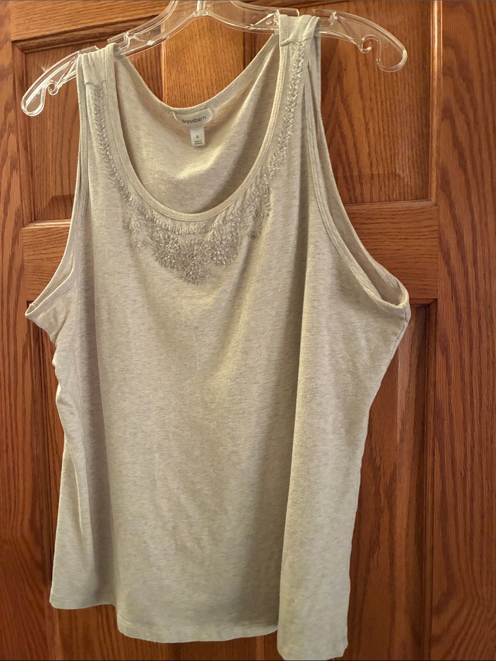 Dress Barn Light grey Embroidered Scoop Neck Tank Top - Women